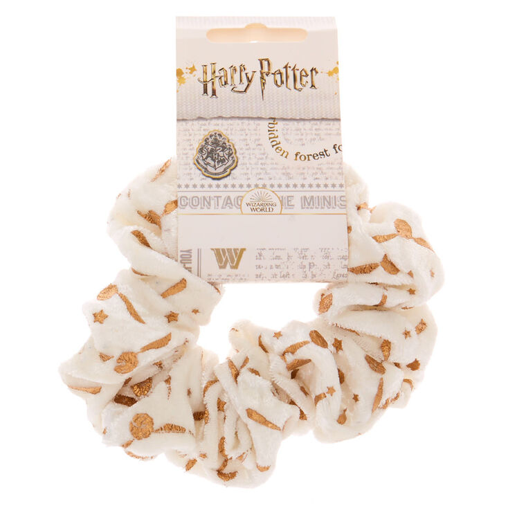 Harry Potter Golden Snitch Velvet Hair Scrunchie - White,