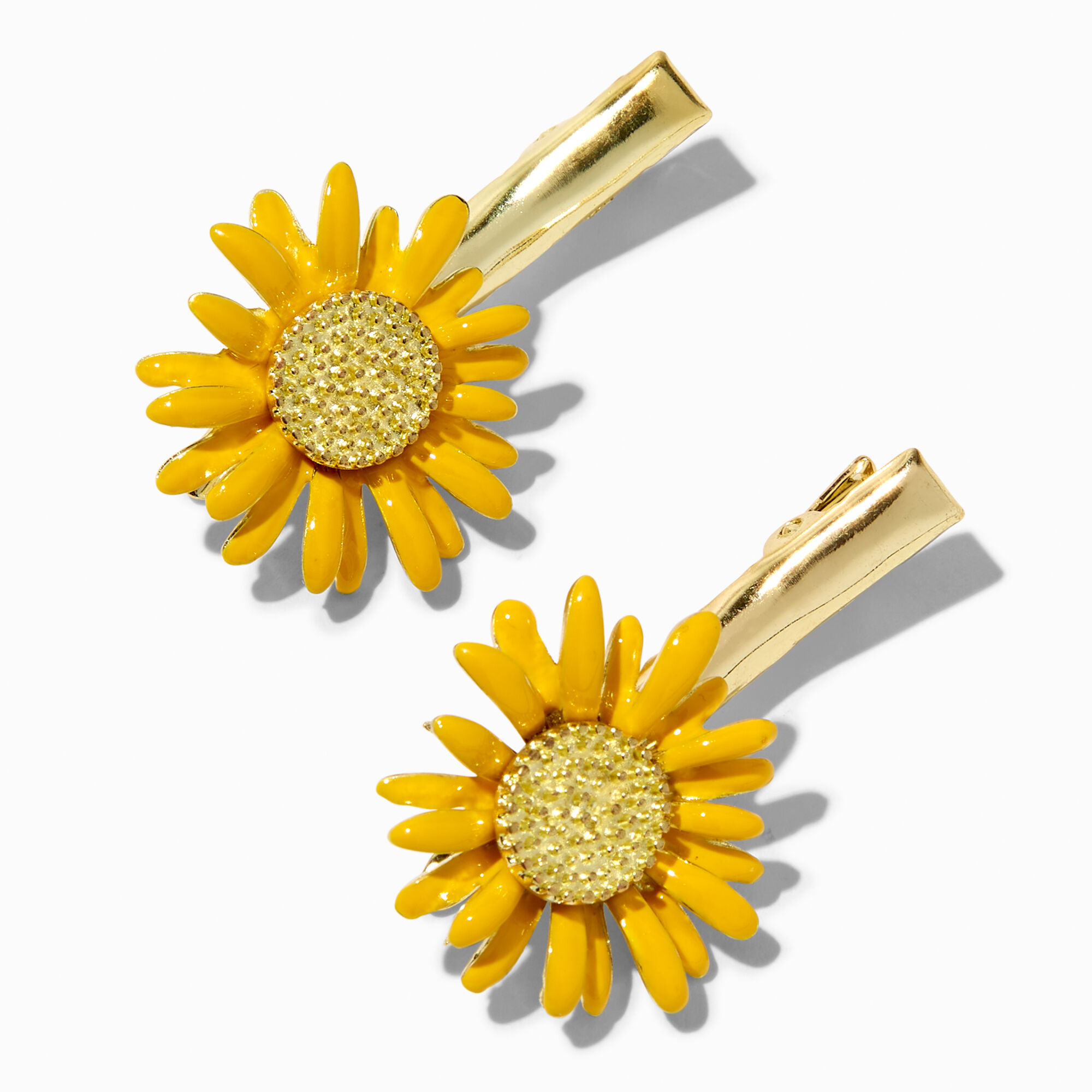 View Claires Tone Sunflower Hair Clips 2 Pack Gold information