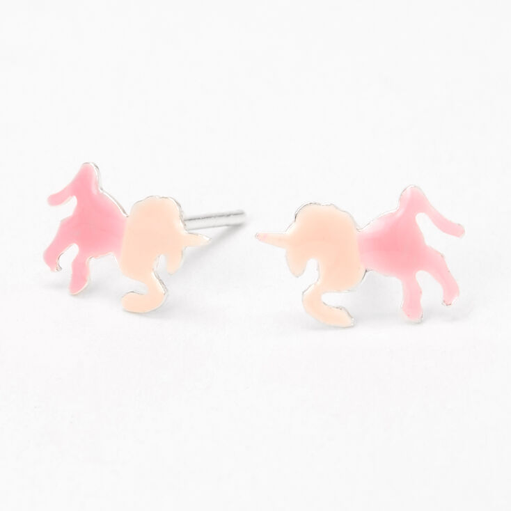 Ombre Rainbow Unicorn Stud Earrings,