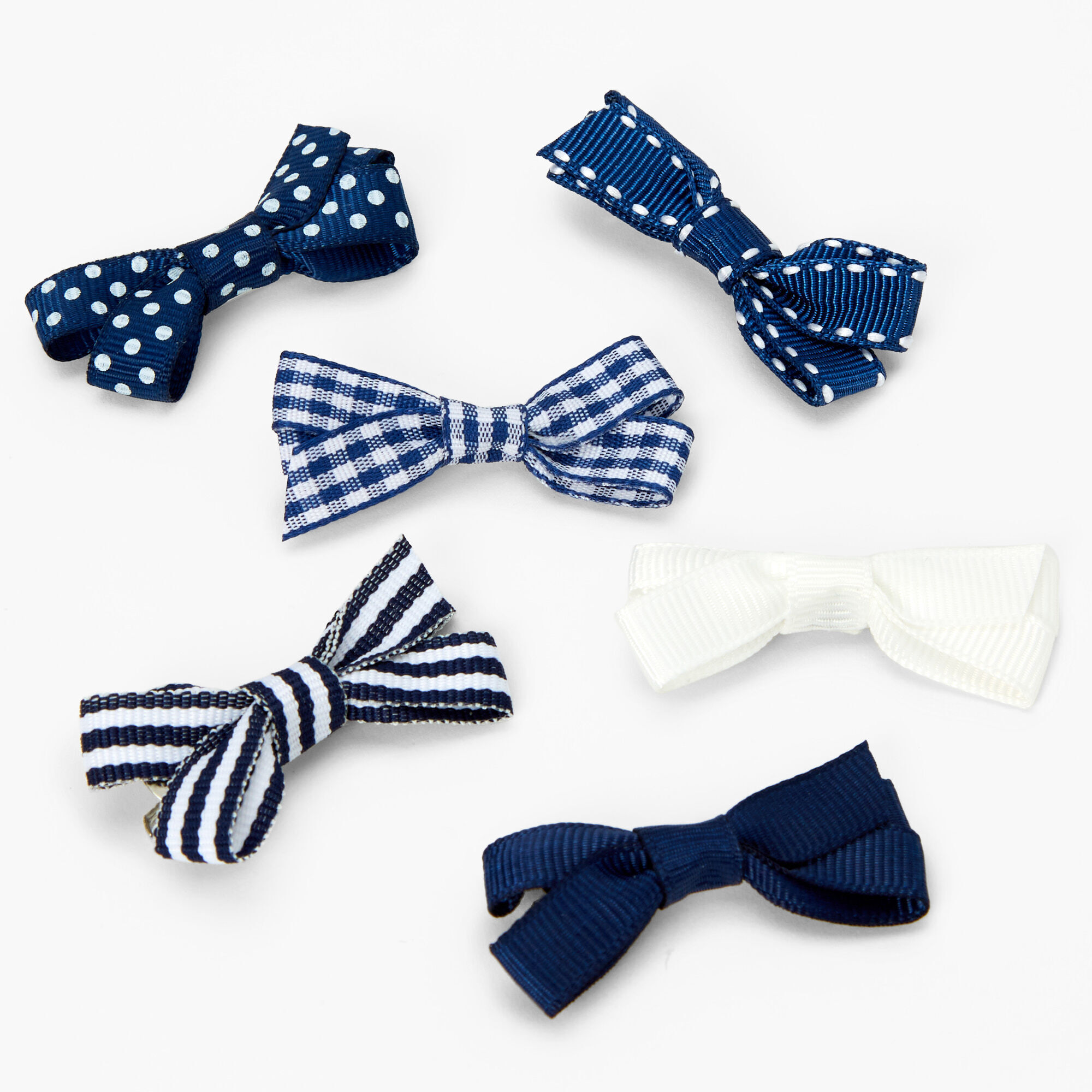 Barrettes à nœud Claire's Club - Bleu marine, lot de 6,
