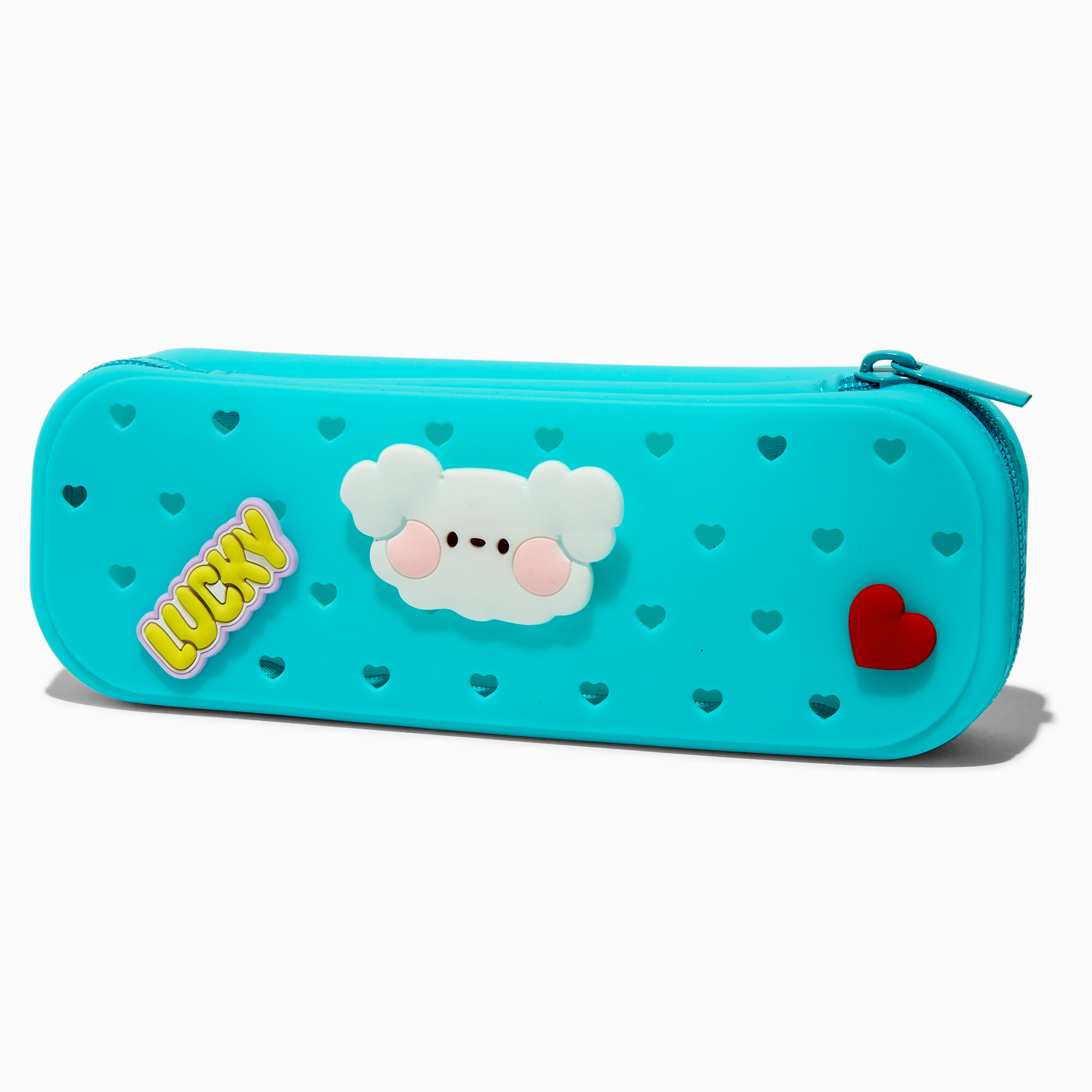 Blue Silicone Charm Pencil Case