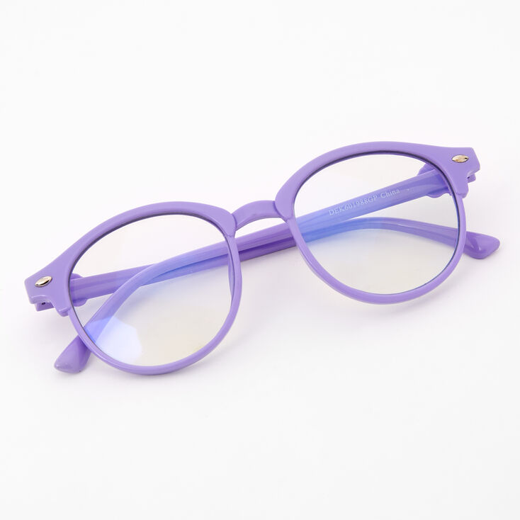 Claire&#39;s Club Solar Blue Light Reducing Round Clear Lens Unicorn Frames - Purple,