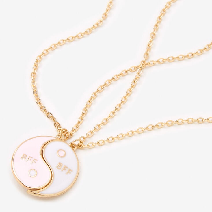 Gold Best Friends Split Yin Yang Pendant Necklaces - 2 Pack,