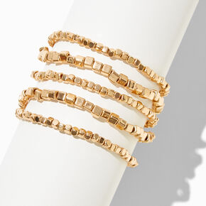 Gold-tone Square Stackable Bangle Bracelets - 5 Pack,
