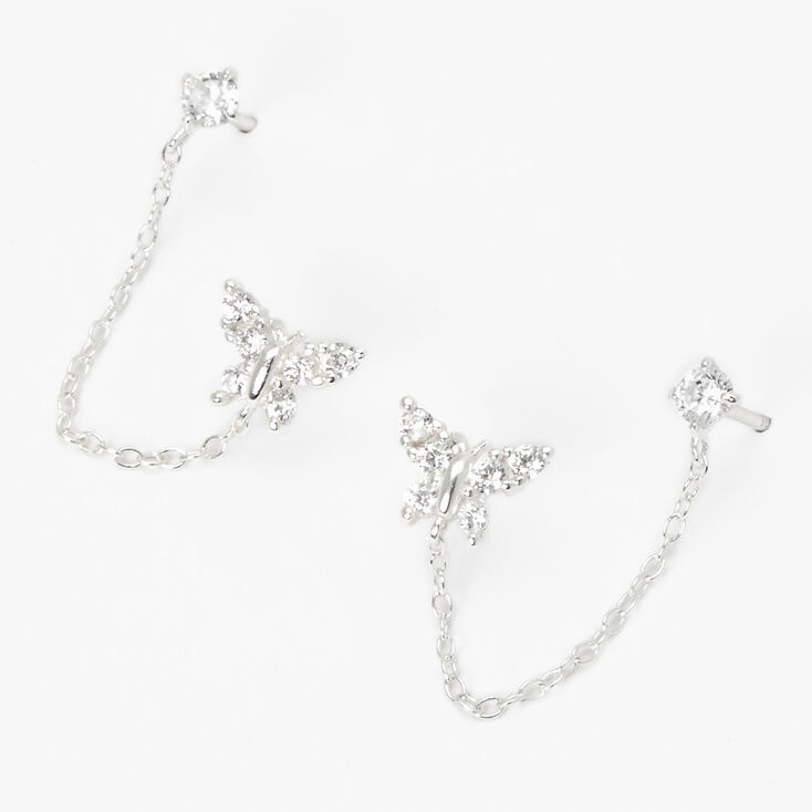 Sterling Silver Butterfly Ear Connector Earrings,