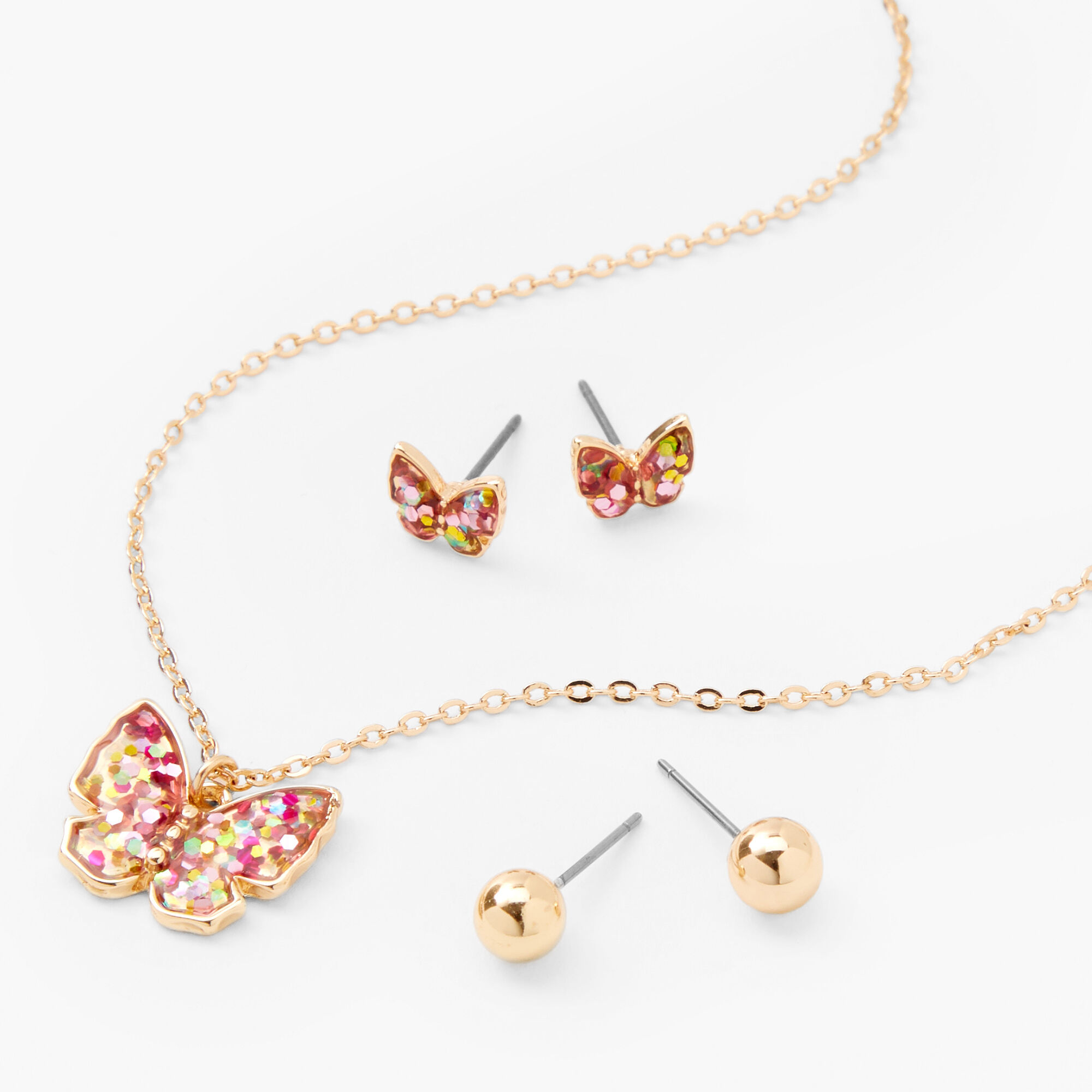 Gold butterfly hotsell jewelry sets