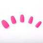Neon Matte Coffin Faux Nail Set - Pink, 24 Pack,