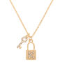 Gold Lock &amp; Key Initial Pendant Necklace - K,