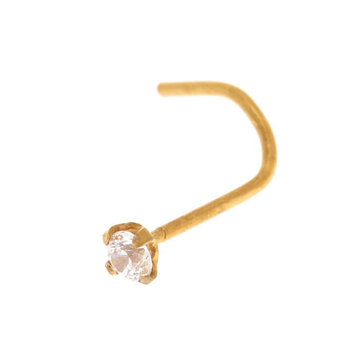 18ct Gold Plated Cubic Zirconia 22G Nose Stud,