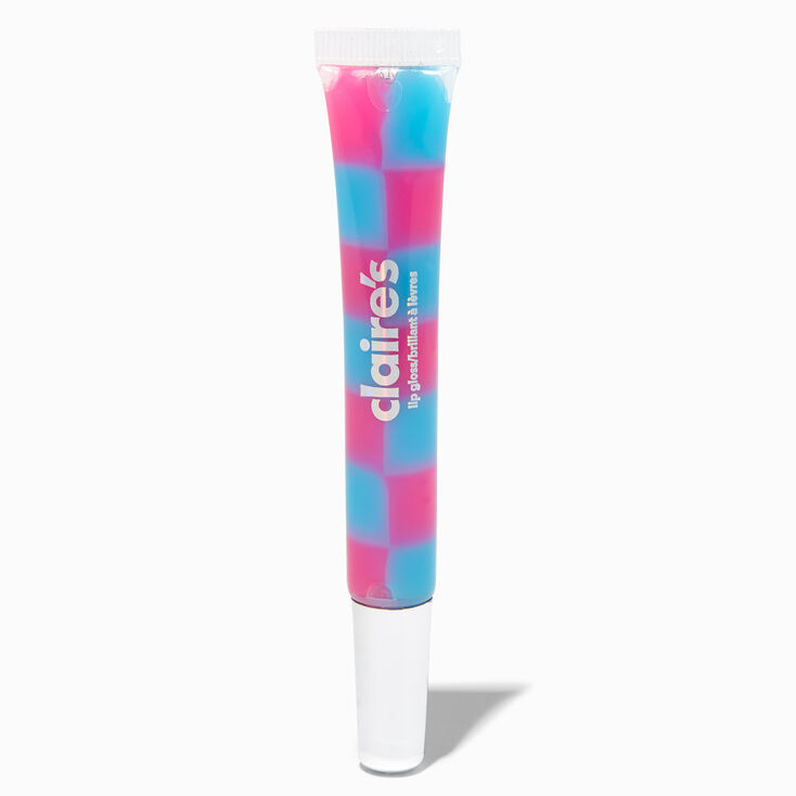Pink &amp; Blue Checkered Lip Gloss Tube,