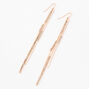 Rose Gold Rhinestone 4&quot; Linear Stick Drop Earrings,