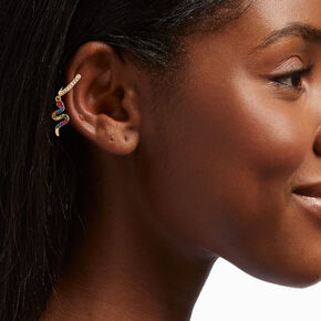 Gold 20G Rainbow Snake Crystal Cartilage Clicker Earring,