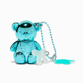 Blue Chrome Bear Lip Gloss Keyring,