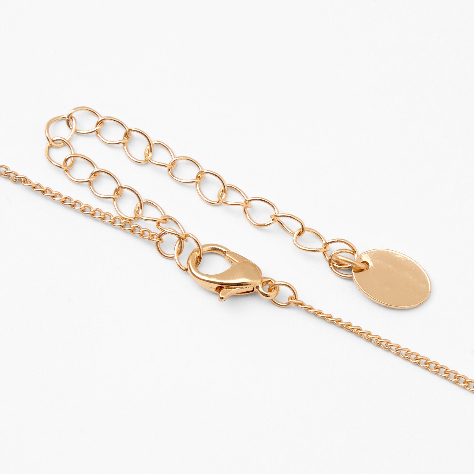 Gold Initial Rectangle Medallion Pendant Necklace - D,