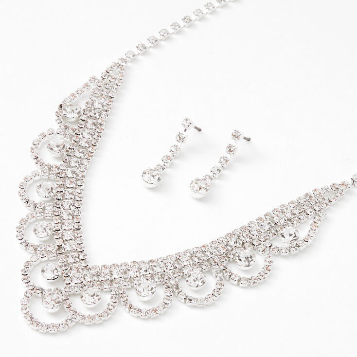 Silver Elegant Rhinestone Jewelry Set - 2 Pack,