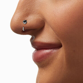 Star, Heart, &amp; Ball 20G Silver-tone Open Hoop Nose Rings - 3 Pack,