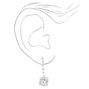 Silver Crystal Square 16&quot; Necklace &amp; 1&quot; Drop Earrings Jewelry Set - 2 Pack,