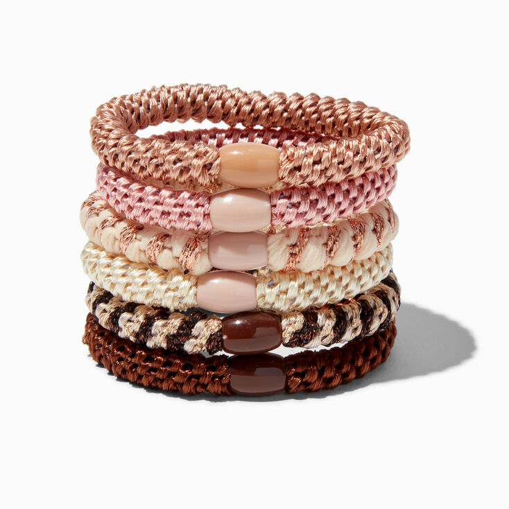 Boho Tonal Beaded Woven Hair Ties - 6 Pack,
