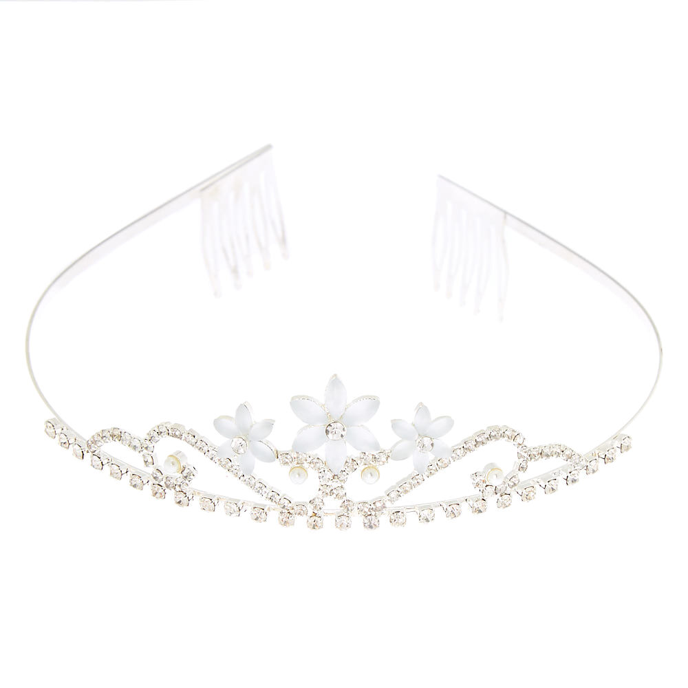 Silver Frosted Flower Tiara,