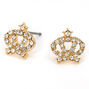 Gold Embellished Crown Stud Earrings,