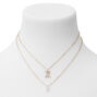 Gold Cubic Zirconia Zodiac Multi Strand Necklace - Gemini,