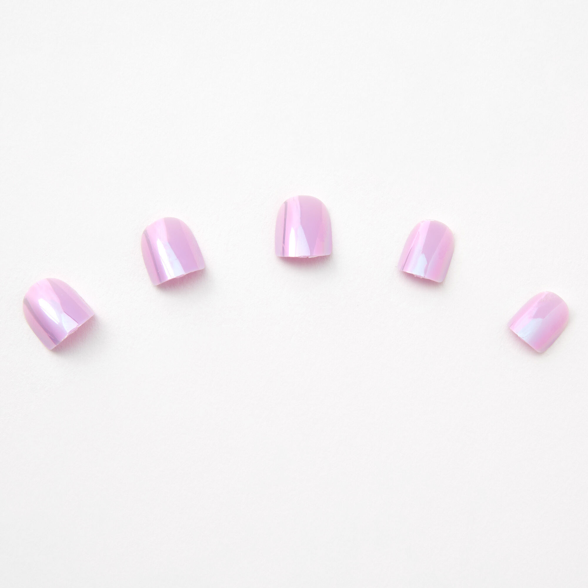 Holographic Square Press On Faux Nail Set - Purple, 24 Pack,