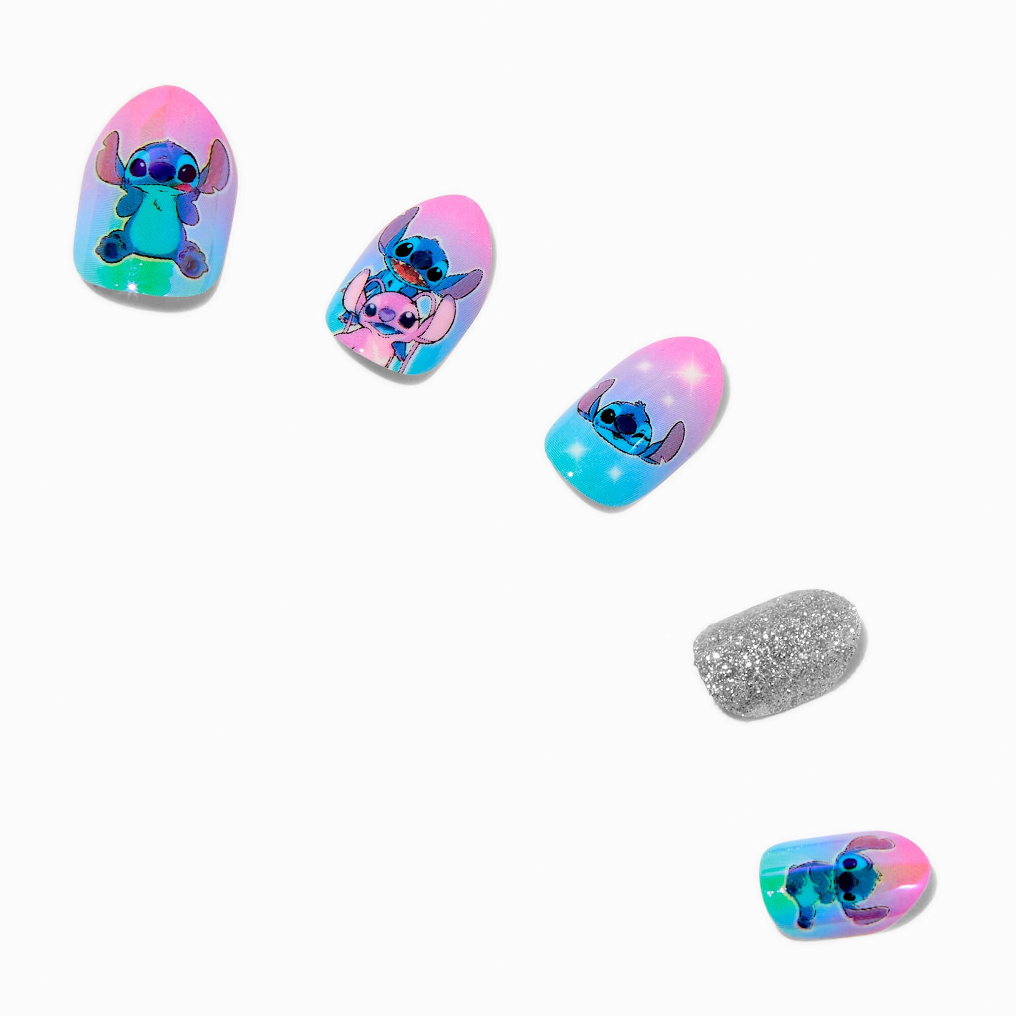 Disney Stitch Claire's Exclusive Bling Stiletto Press On Faux Nail Set - 20 Pack,