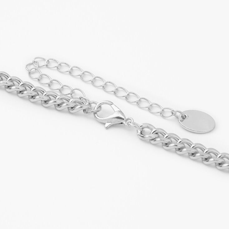 Silver Lightning Bolt Charm Chain Necklace,