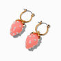 Pastel Pink Strawberry Hoop Earrings,