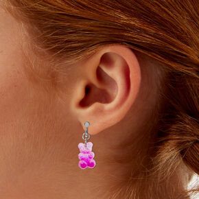 Pink Ombre Glitter Gummy Bears&reg; 0.75&quot; Clip-On Drop Earrings,