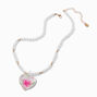 Pressed Flowers Pendant Pearl Necklace,
