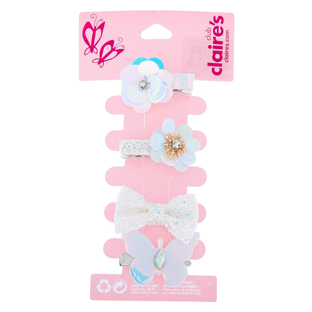 Claire's Club Sequin Glitter Hair Clips - 4 Pack,