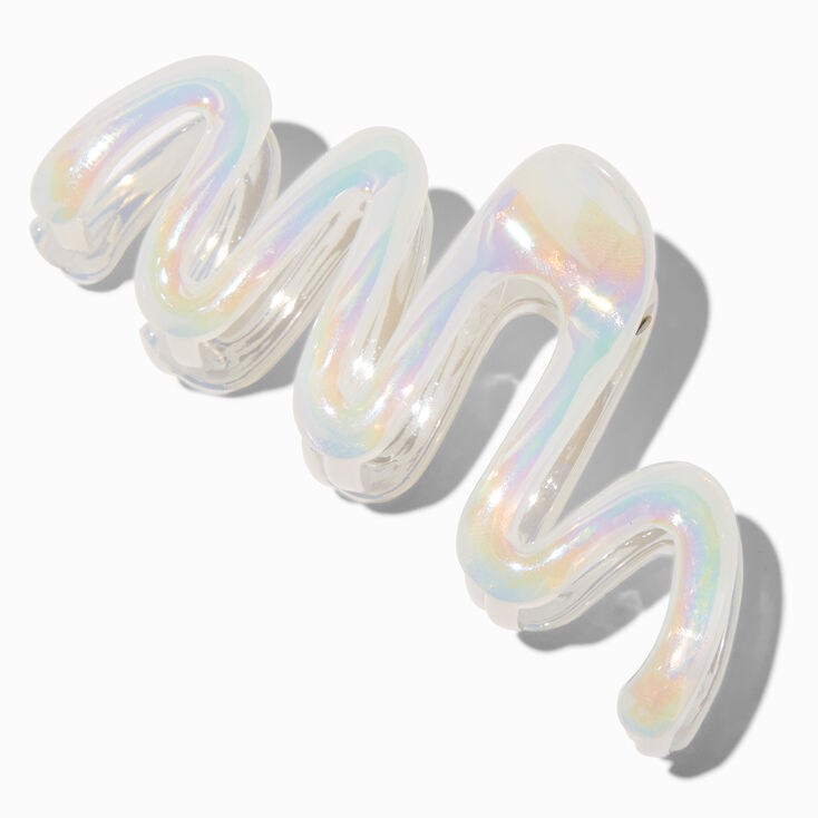 White Iridescent Zig Zag Hair Claw,