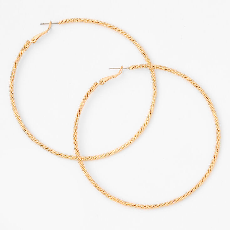 Gold 80MM Twisted Rope Hoop Earrings,