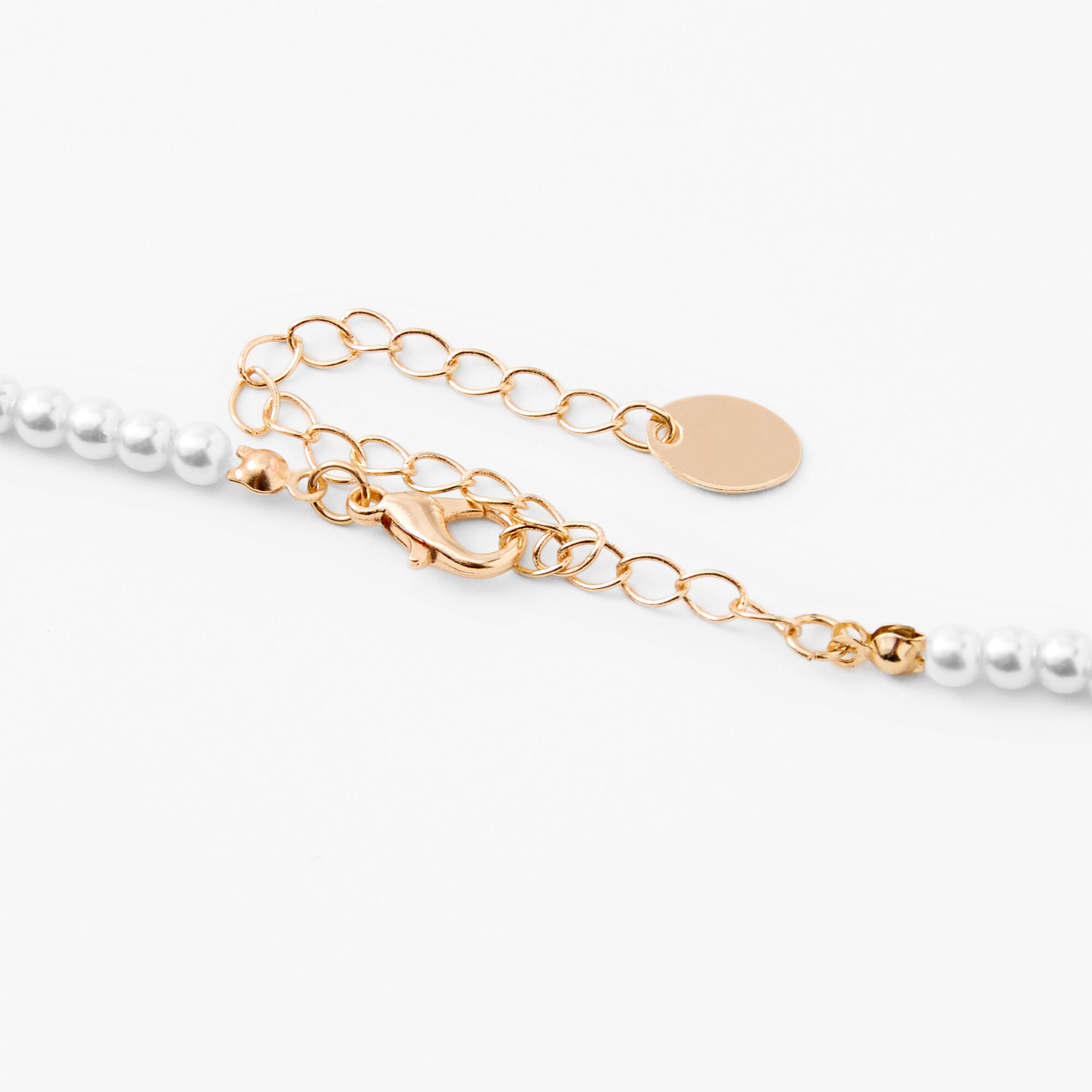 Gold Coral Pearl Toggle Clasp Choker Necklace,
