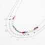 Silver Pearl Rainbow Disc Multi Strand Necklace,