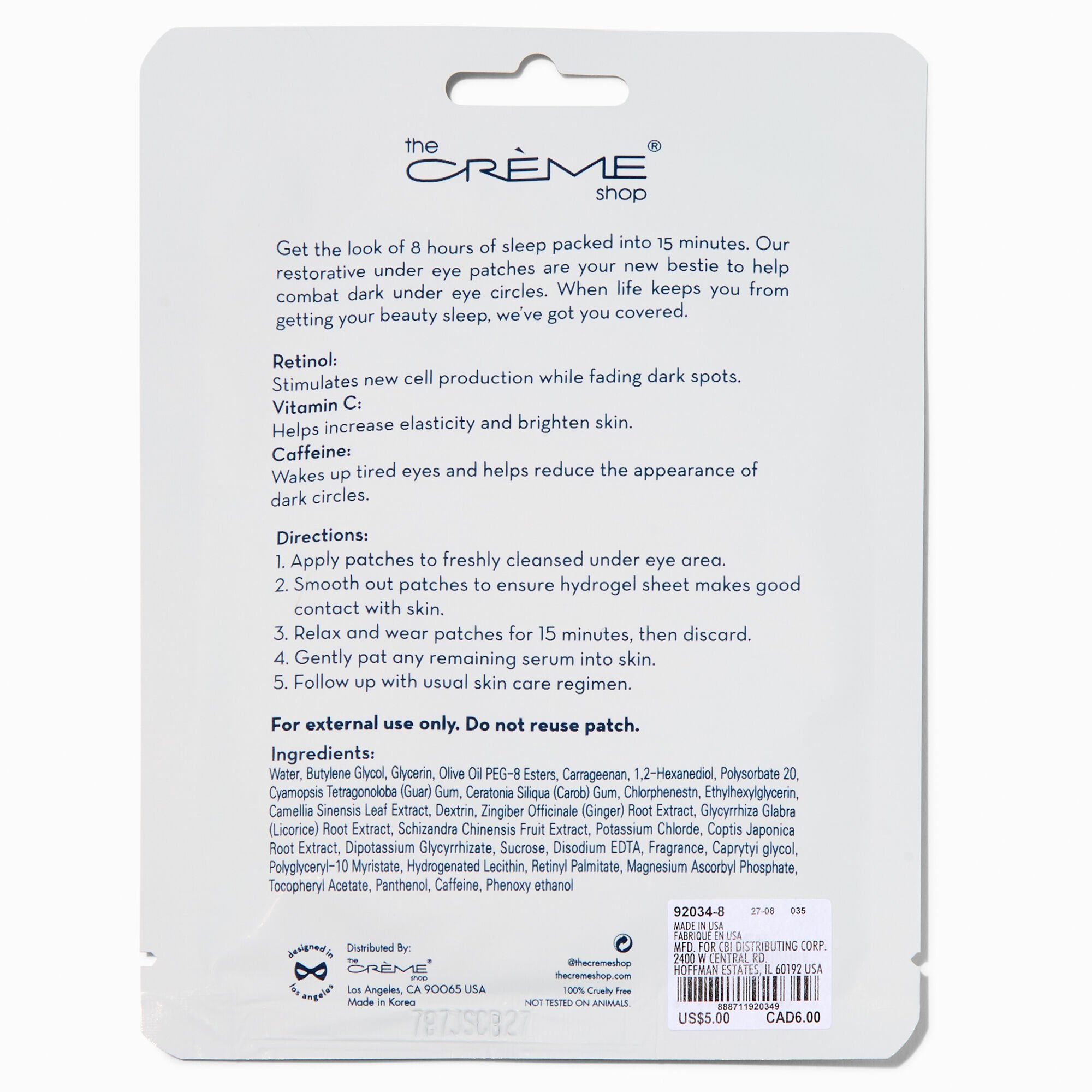 The Crème Shop® How Do I Look? Rested. Restorative Hydrogel Under Eye Patches - 2 Pack,