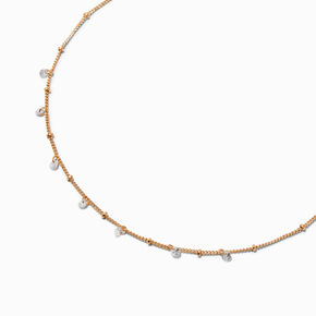 Cubic Zirconia Confetti Charm Gold-tone Chain Necklace,