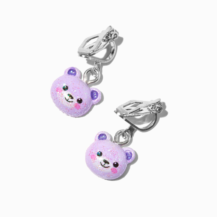 Purple Bear Clip-On Earrings,