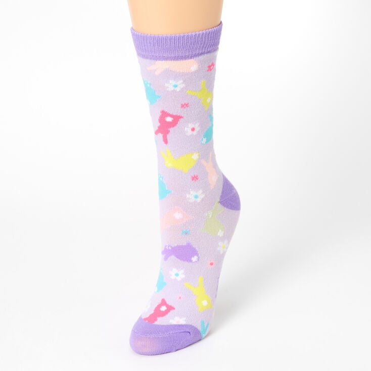 Easter Bunny Purple Crew Socks,