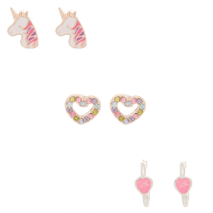 Unicorn Love Mixed Earrings 3 Pack Claire S Us