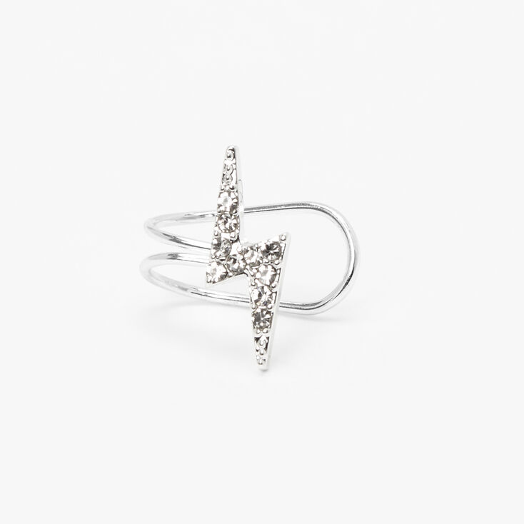 Silver Embellished Lightning Bolt Ear Cuff