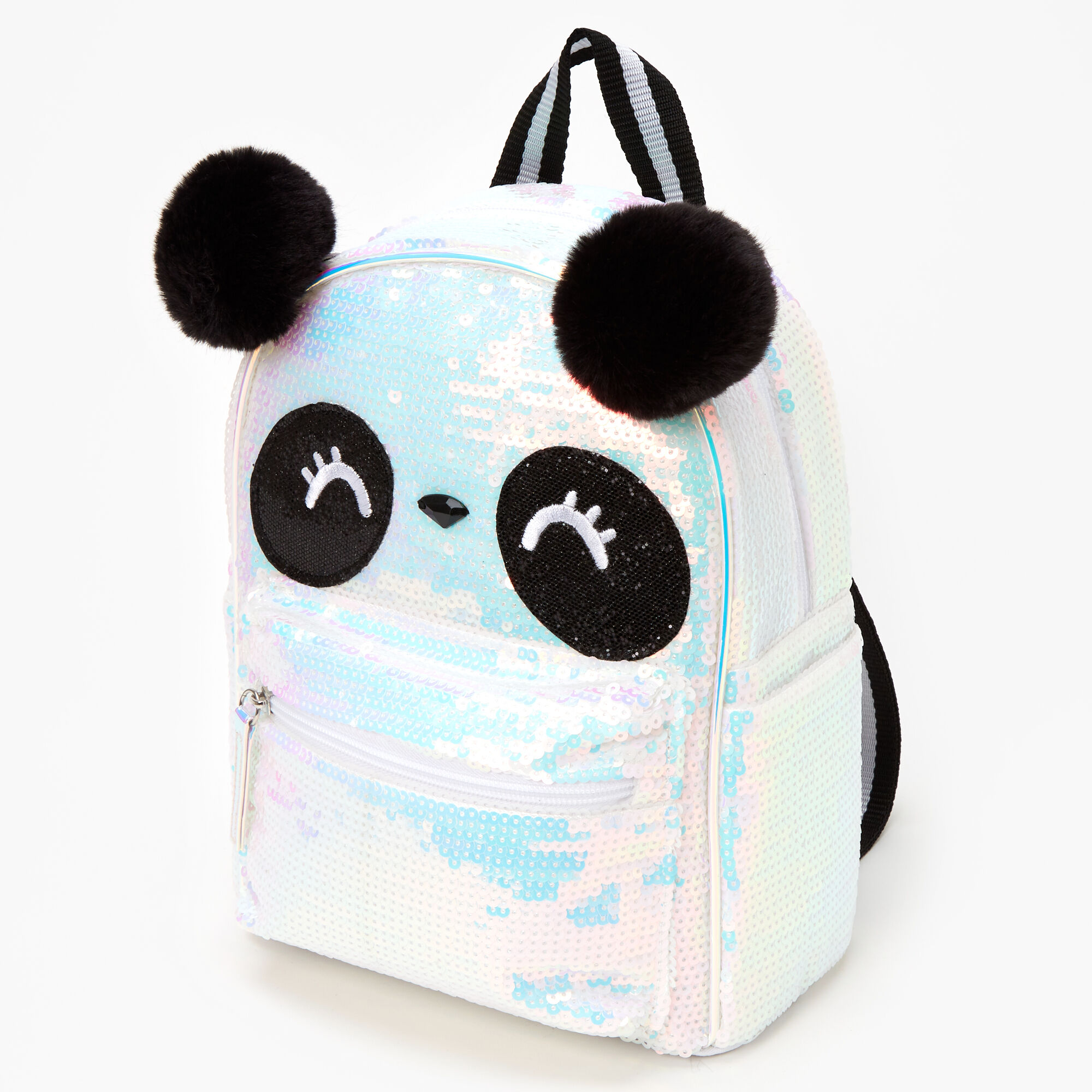 Sequin Panda Mini Backpack White Claire s