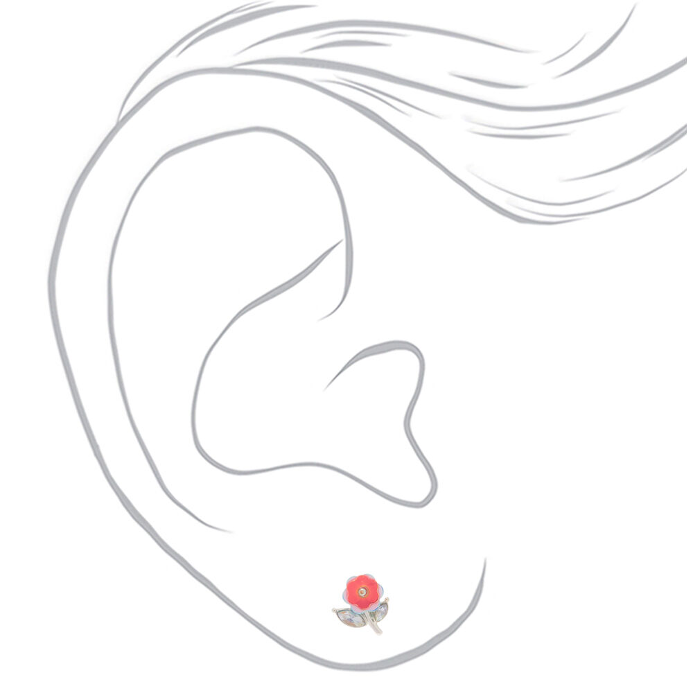 Silver Sequin Bloom Stud Earrings,