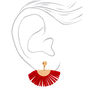 Gold 1.5&quot; Suede Tassel Fan Drop Earrings - Red,