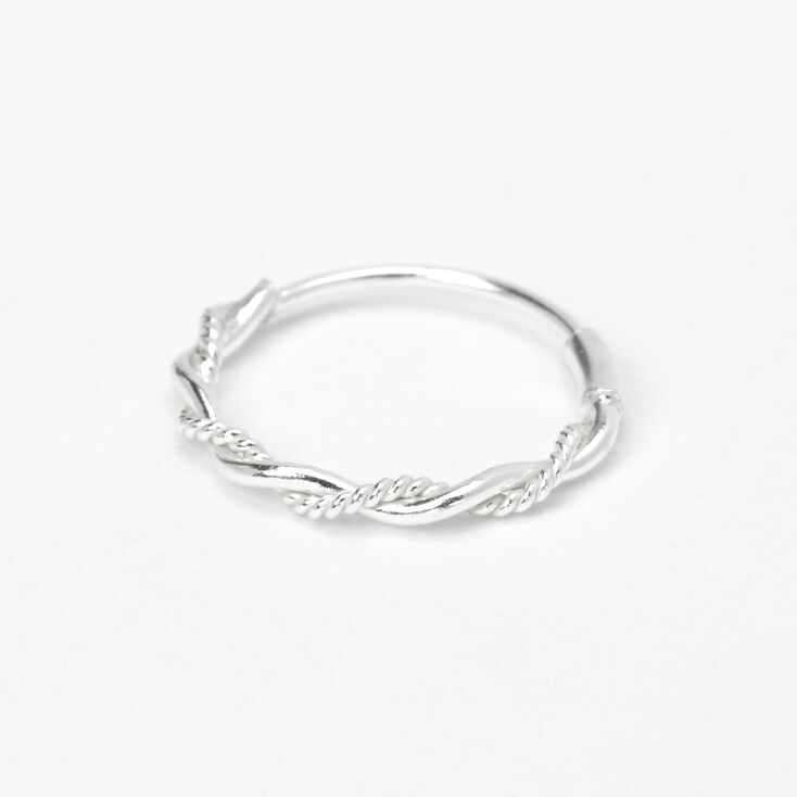 Anneau pour piercing de nez torsad&eacute; tress&eacute; 0,6&nbsp;mm couleur argent&eacute;e,