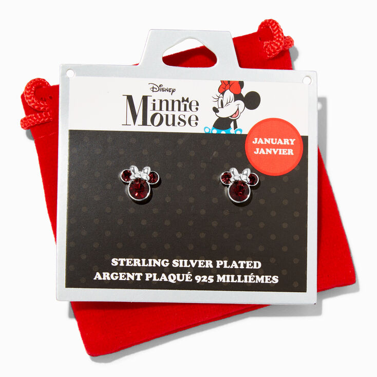 Disney Minnie Mouse Birthstone Sterling Silver Stud Earrings - January,