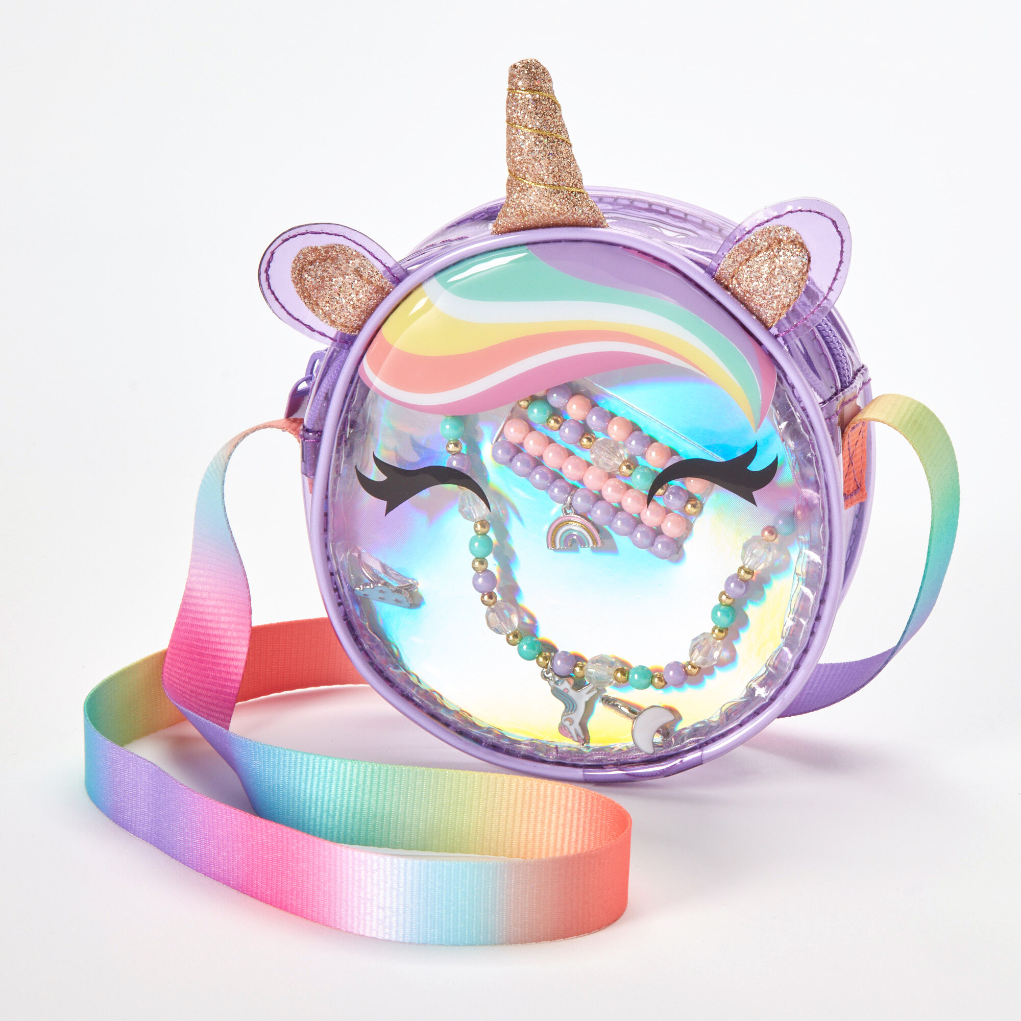 Claire s Club Rainbow Unicorn Purse Jewelry Set 7 Pack