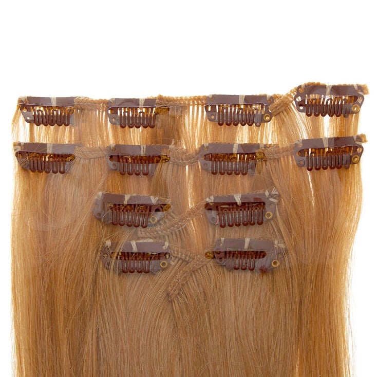 Straight Faux Hair Clip In Extensions - Blonde, 4 Pack,