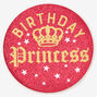 Birthday Princess Red Glitter Button,